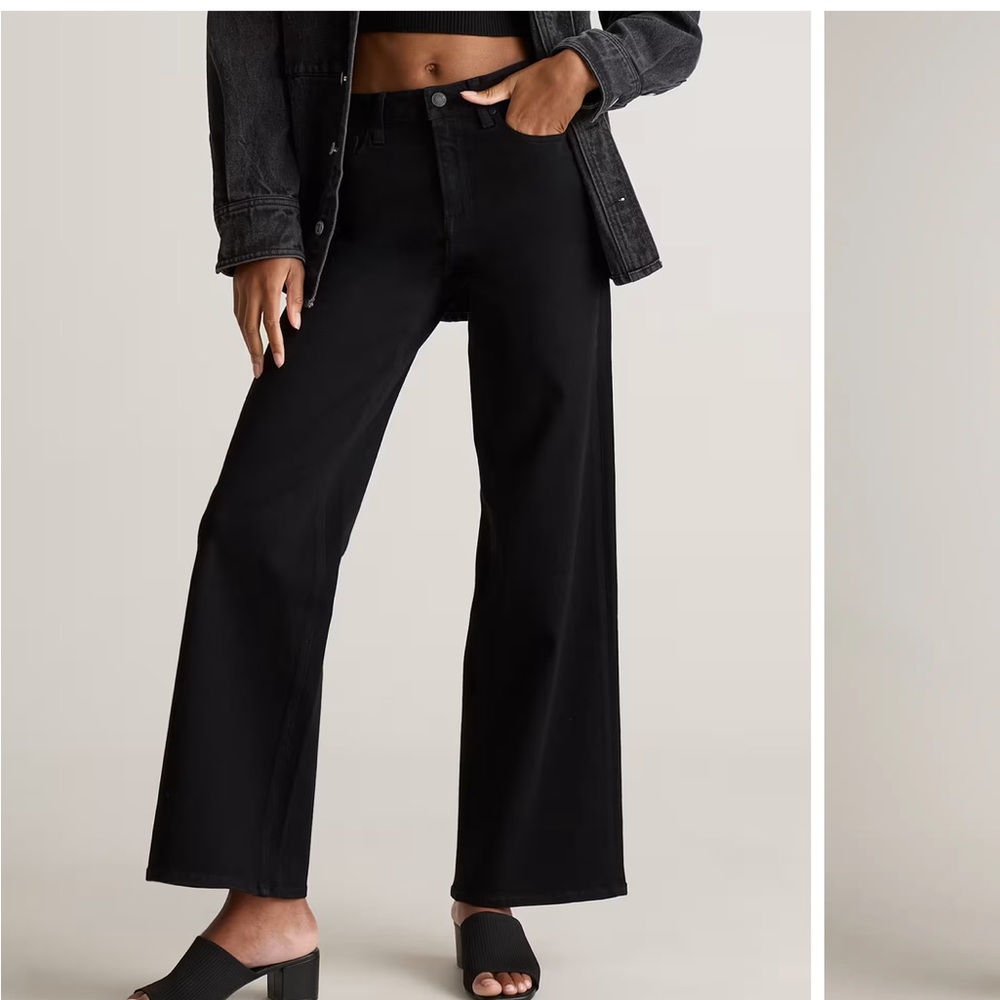 Quince Black Wide Leg Flare Jeans